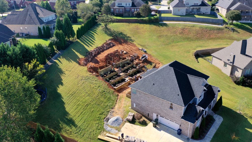 full service excavation and landscaping company aerial image
